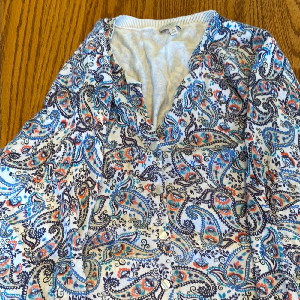 Talbots Multicolor Paisley Cardigan